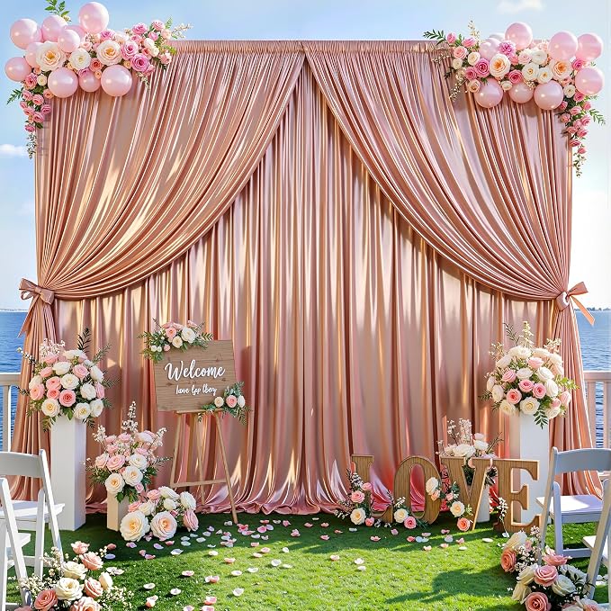 40x10ft Rose Gold Glitter Backdrop Curtain - Image 5