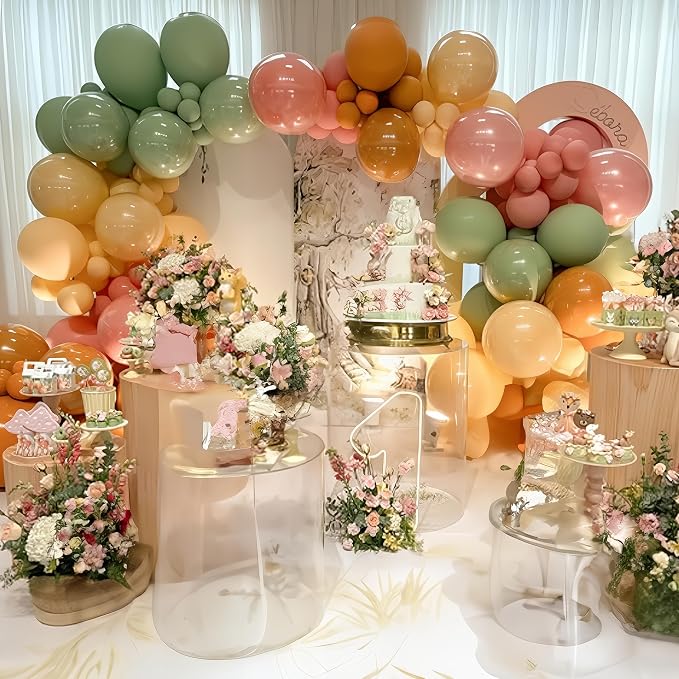 HILAVO Sage Green and Pink Balloons Arch Fairy Wildflower Spring Retro Dusty - Image 3