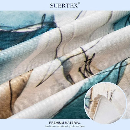 SUBRTEX Boho Leaf Printed Curtains 84 inch Long 2 Panels, Room Darkening - Image 2
