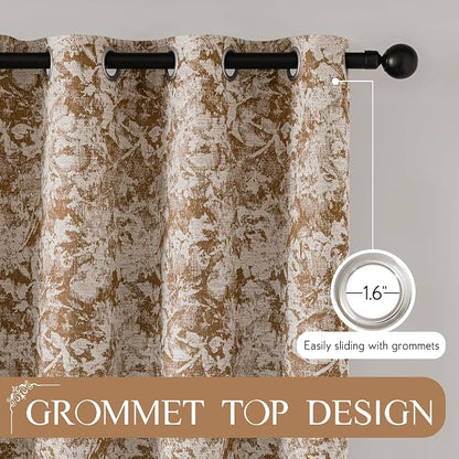Beauoop Brown Floral Jacquard Blackout Curtains - Image 8
