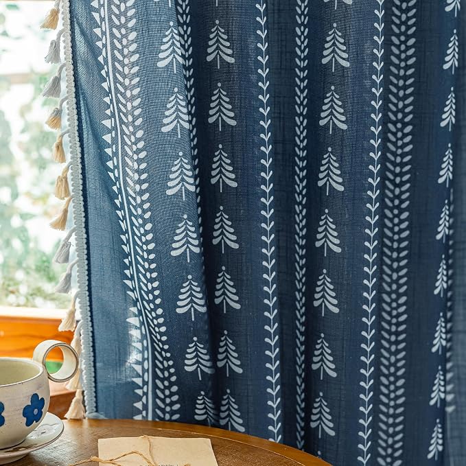 Boho Navy Blue Curtains - Image 4