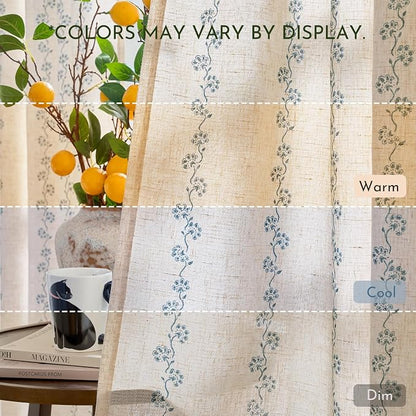 Cathy Linen Floral Curtains for Living Room Privacy Curtains 96 inch Length Set - Image 9