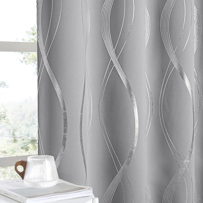 NICETOWN Blackout Curtains for Bedroom, Noise Reducing Thermal Insulated Wave by NICETOWN