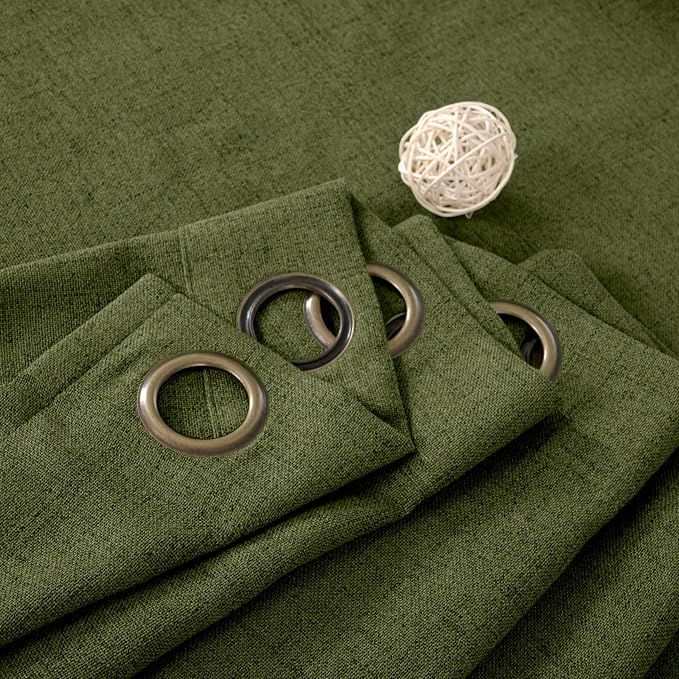 YoungsTex Olive Green Linen Curtains - Image 8
