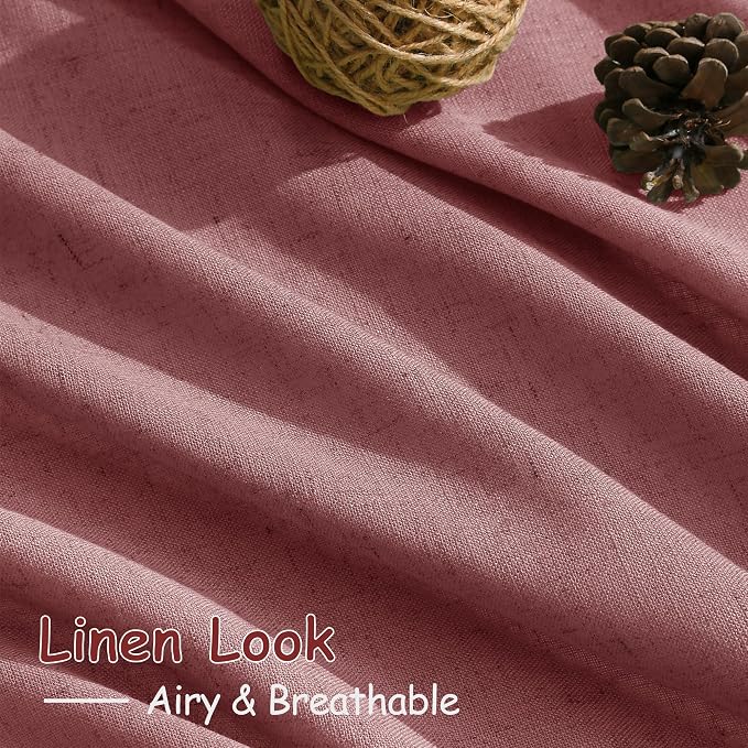 Canyon Rose Linen Curtains 96 Inches Long 2 Panels Set - Image 5