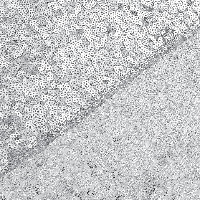 Sugargirl Silver Sequin Backdrop Curtain 8FTx8FT Glitter Silver Background - Image 4