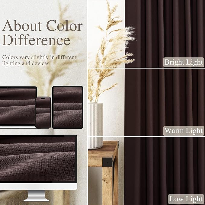 Coffee Brown Linen Curtains 63 Inches Long - Image 4