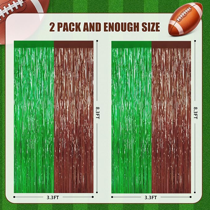 Browm and Green Fringe Curtain Party Streamers 2Pack 3.3 x 8.3 Ft Foil Fringe - Image 5