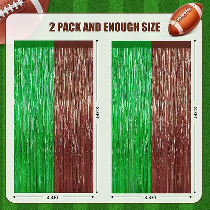Browm and Green Fringe Curtain Party Streamers 2Pack 3.3 x 8.3 Ft Foil Fringe - Image 5