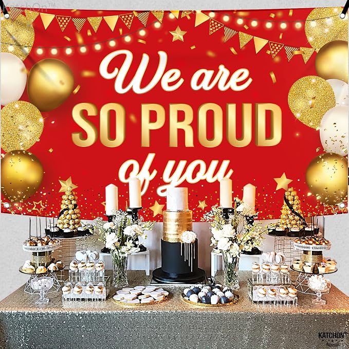 KatchOn Red We are So Proud of You Banner 72x44 Inch | Graduation Banner - Image 3