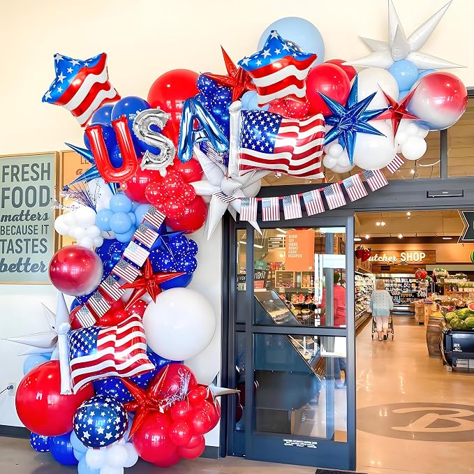 Patriotic USA&Star Balloons 4th of July Independence Day Party Decor | Red - Image 3