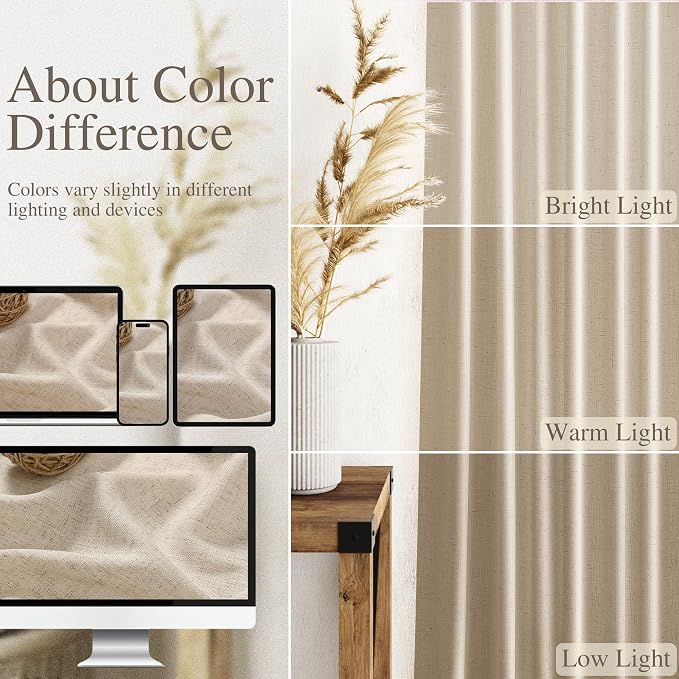 Grey Flax Linen Curtains for Living Room 120 Inches Long Light Filtering - Image 3