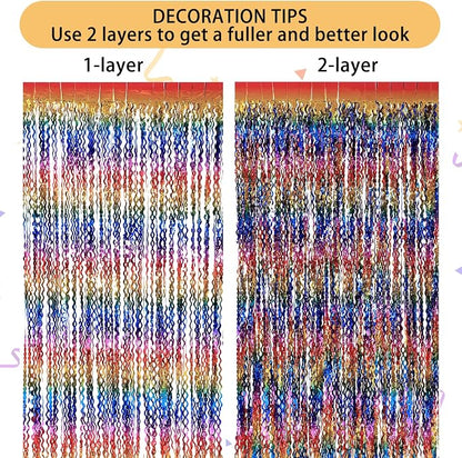 3 Pack Colorful Foil Fringe Curtain Backdrop - Image 5