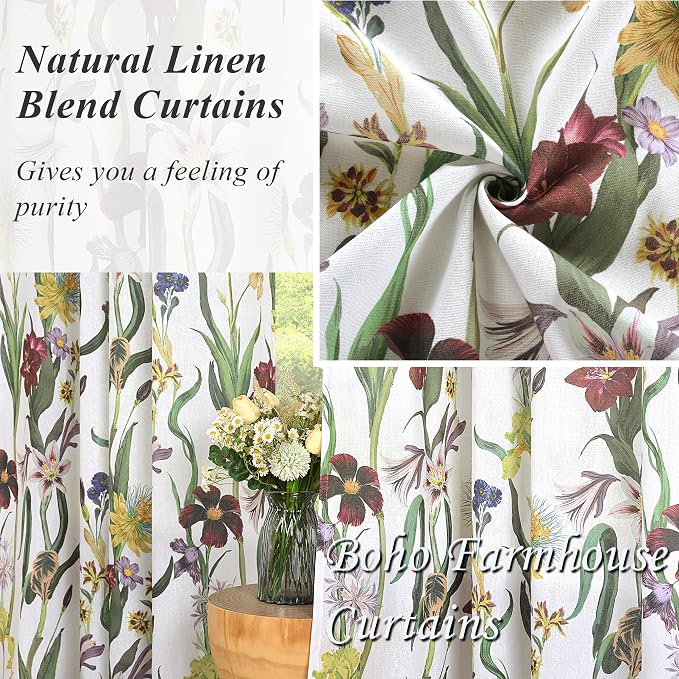 Schweek Boho Floral Curtains 96 Inches Long 2 Panels - Image 5
