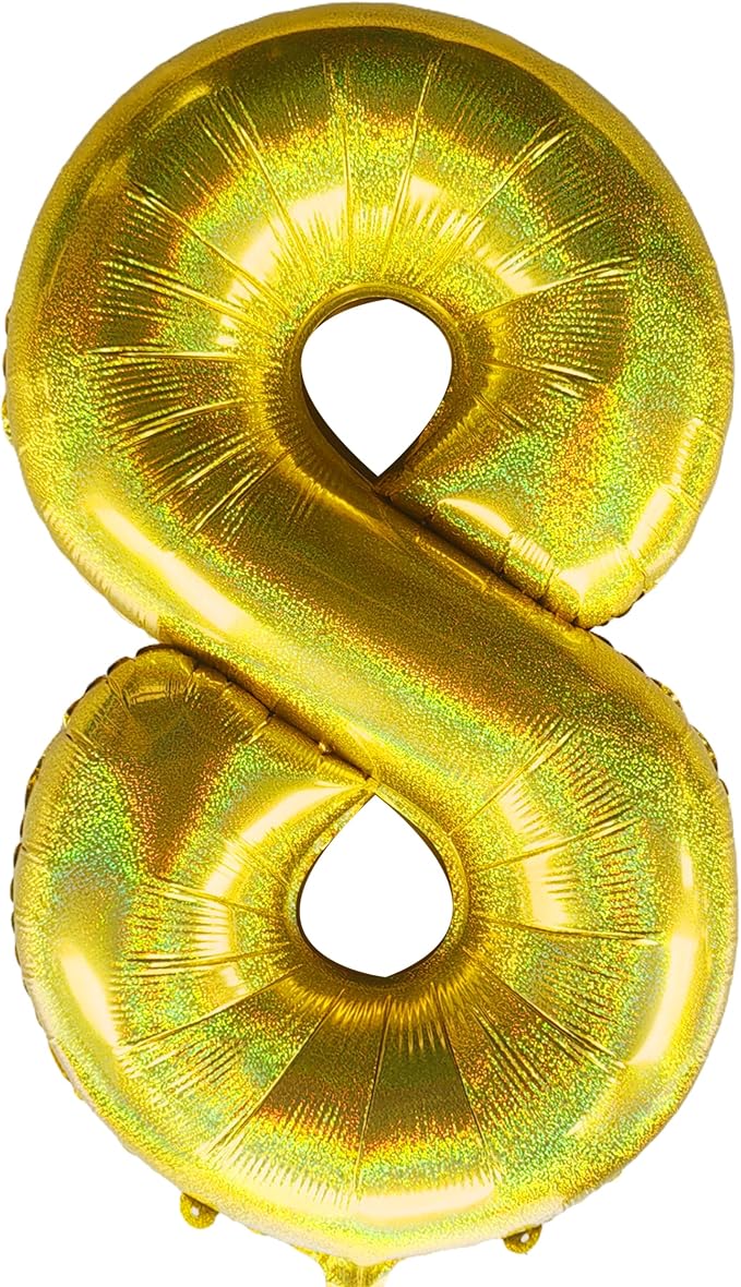 Jonhamwelbor 40 Inch Laser Gold Number 8 Balloon Foil Mylar | Giant Balloon by Jonhamwelbor