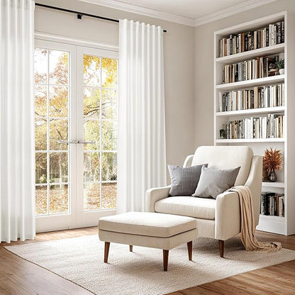 Beige White Linen Curtains 96 Inches Long - Image 6