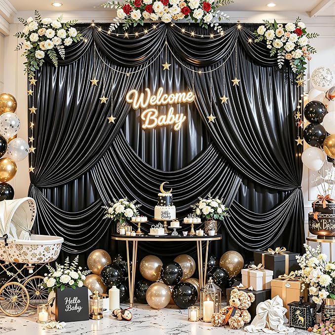 20x10ft Black Glitter Backdrop Curtain - Image 6