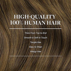 GOO GOO Clip in Hair Extensions Real Human Hair, Remy Human Hair Extensions Clip ins for Women, Natural Human Hair, 20inch 120g 7Pcs, 2C/4E/6C Brown Sugar Swirl Highlights