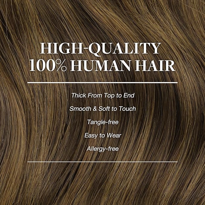 GOO GOO Clip in Hair Extensions Real Human Hair, Remy Human Hair Extensions Clip ins for Women, Natural Human Hair, 18inch 120g 7Pcs, 2C/4E/6C Brown Sugar Swirl Highlights