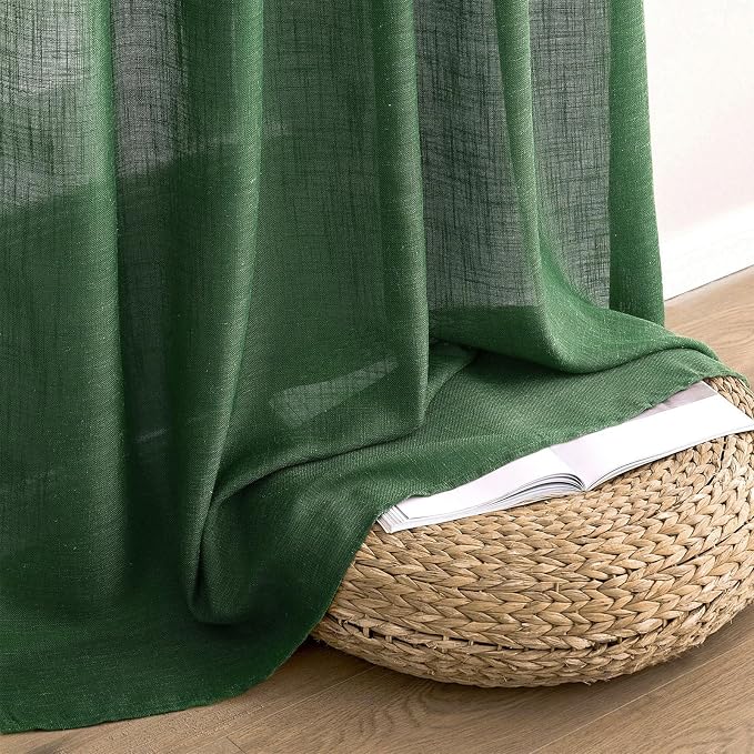 MIULEE Emerald Green Linen Curtains 52x96 Inch Long - Image 7