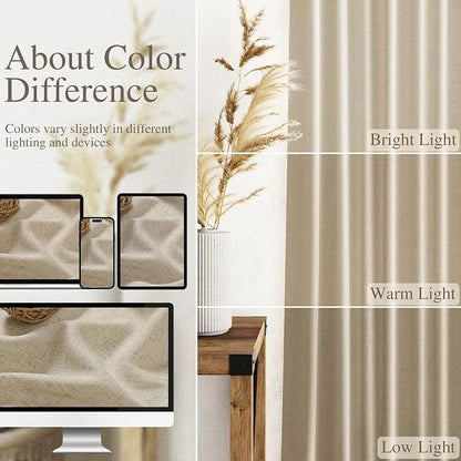 Eggshell Beige Linen Curtains 132 Inch Length - Image 3