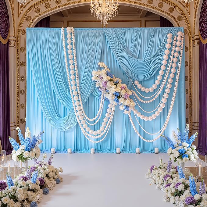 10ft x 10ft Wrinkle Free Baby Blue Backdrop Curtain - Image 3