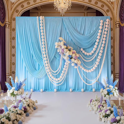 10ft x 10ft Wrinkle Free Baby Blue Backdrop Curtain - Image 3