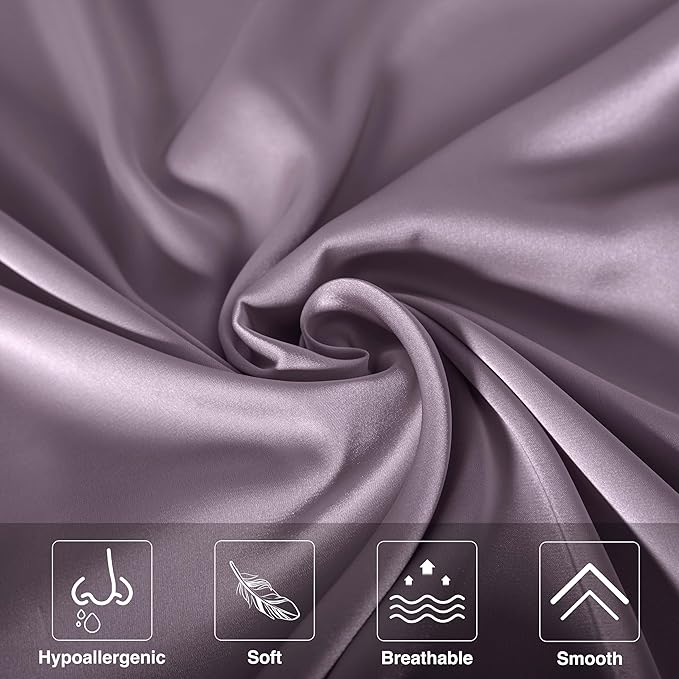 Mulberry Silk Pillowcase for Hair and Skin,Cooling Silk Pillow Case with Hidden Zipper,Allergen Proof Dual Sides Soft Breathable Smooth Silk Pillow Cover for Women (Pink Purple,Queen)