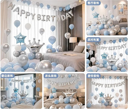 Blue Silver White Adult Birthday Balloon Garland Decor Kit | Easy DIY party - Image 4