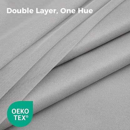 100% Blackout Curtains for Bedroom, Double Layer Grey Curtains, Room Darkening - Image 4