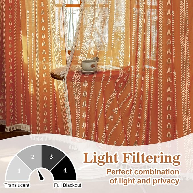 Boho Burnt Orange Curtains - Image 6