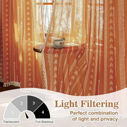 Boho Burnt Orange Curtains - Image 6