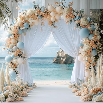 White Backdrop Curtain Drapes for Parties, 4 Panel 5x10FT - Image 5