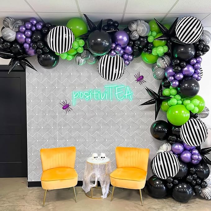 Black and White Striped Balloons, 12 Pack 18 Inch Round Foil Balloons | - Image 7
