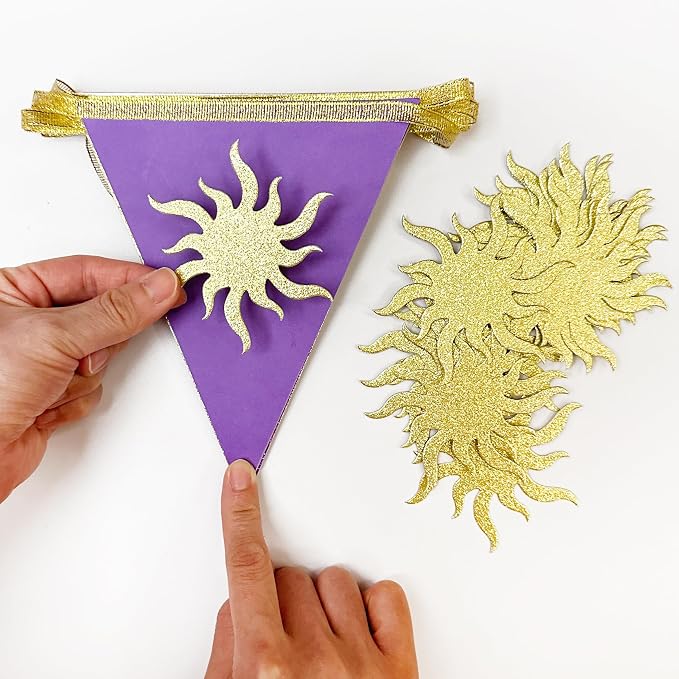 30Ft Purple Sun Party Decorations Purple Pennant Banner Flag Hanging Paper - Image 4