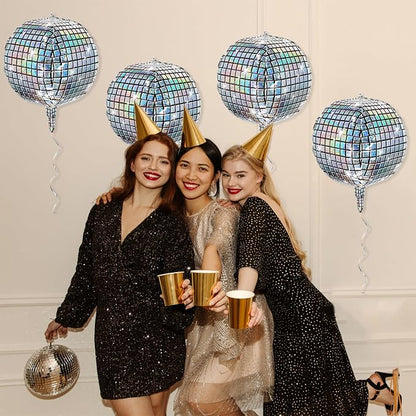 Fovths 12 Pieces Silver Disco Ball Balloons 18 Inch 4D Large Disco Balloon Foil - Image 7