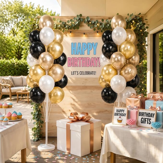 Black Gold Balloon Tower Kit Set of 2 - Image 7