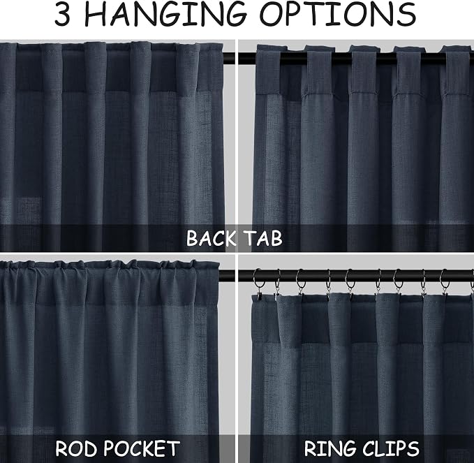 Vintage Blue Curtains 63 Inches Long 2 Panel Sets - Image 3