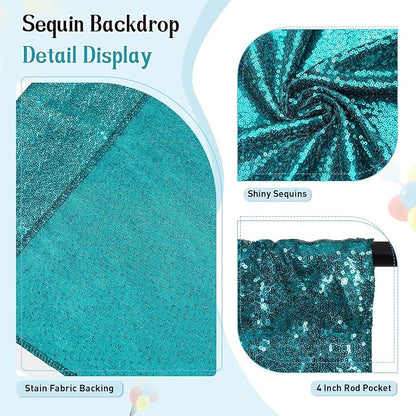 SquarePie 6x6ft Teal Sequin Backdrop, High Density Non-Transparent Glitter - Image 3