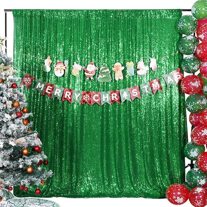 Poise3EHome Green Sequin Backdrop Curtain, 10Ft x 10Ft Green Glitter Backdrop - Image 9