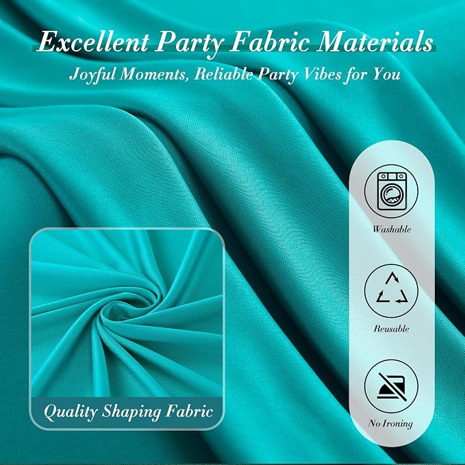 10 ft x 10 ft Wrinkle Free Turquoise Backdrop Curtain - Image 6