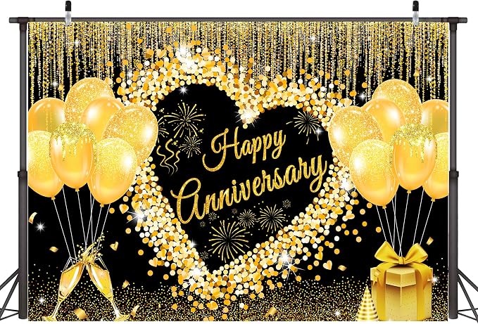 12x10 ft Floral Anniversary Backdrop Banner by Unknown