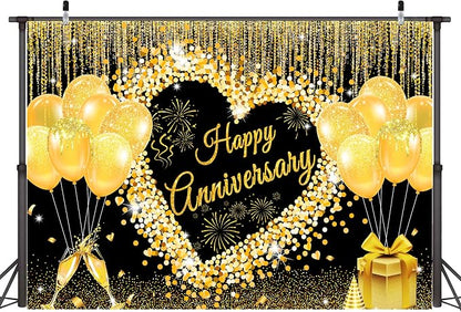 12x10 ft Floral Anniversary Backdrop Banner by Unknown
