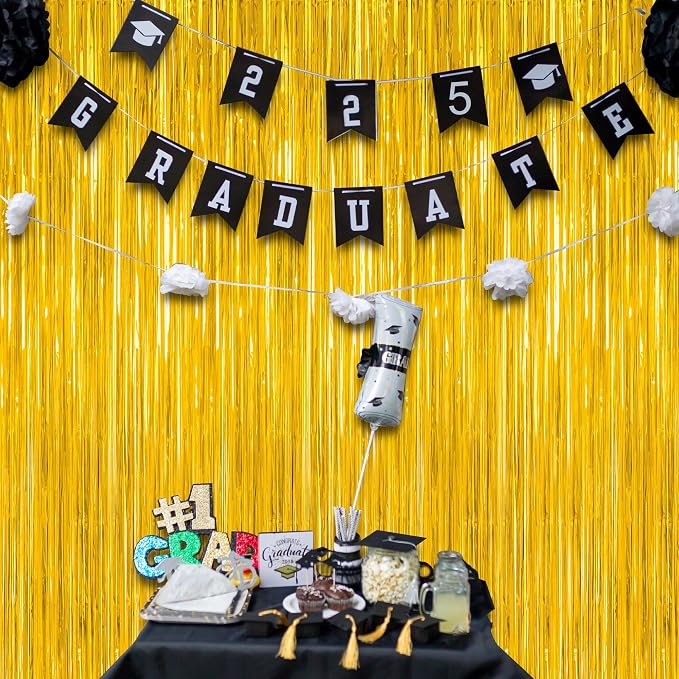 4 Pack 2026 Graduation Party Decorations, 3.28 x 7.05 Feet Gold Grad Curtains - Image 6