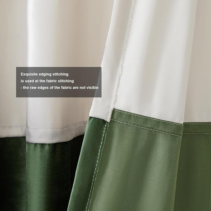 BULBUL Luxury Ivory Green Curtains 96 inches - Image 3