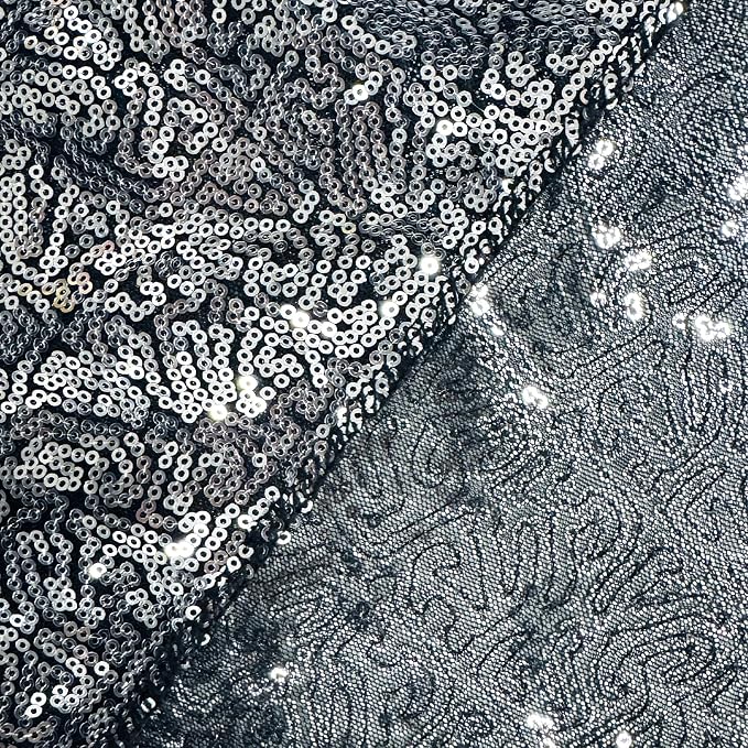 Sugargirl Black Silver Sequin Backdrop Curtain 6 Panels 2FTx8FT Glitter Black - Image 8
