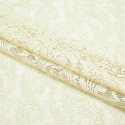 Bujasso Ivory Lace Window Curtains Vintage Floral Sheer Curtain Panels 95 inch - Image 3
