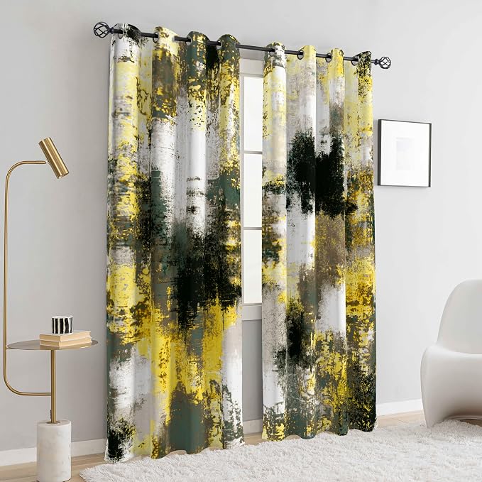 Asuexpect Abstract Curtains 2 Panels Abstract Rust Curtain Room Darkening - Image 4