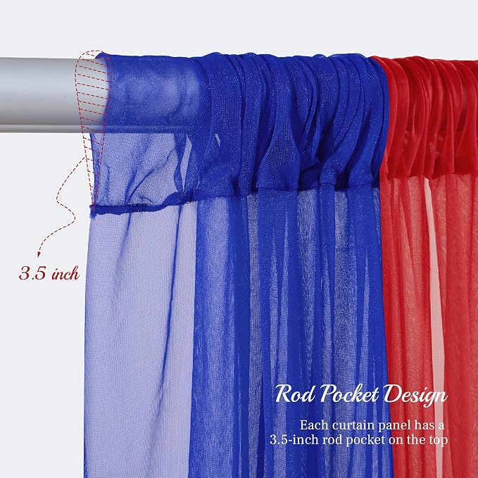 10x10ft Royal Blue Red Tulle Backdrop Curtain - Image 5
