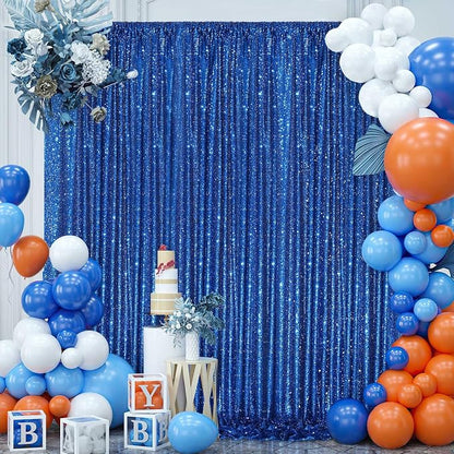 Sequin Backdrop Curtain Royal Blue Glitter Photography Background 8ftx8ft | - Image 5